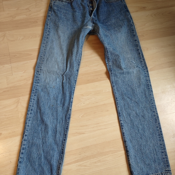 Y2K Vintage Levi's 501 Red Tab Button Fly Straight Leg Blue Jeans 34"x36" - Picture 6 of 11